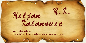 Miljan Kalanović vizit kartica